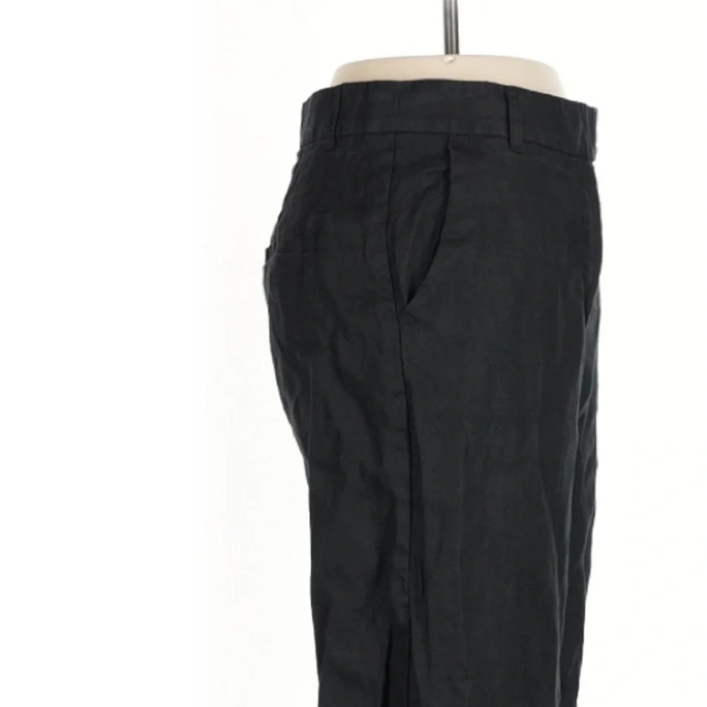 Reformation Carter Mid Rise Wide Leg Linen Trouser Pant Black size 4 Petite